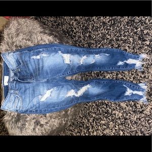 Blue denim ripped skinny jeans